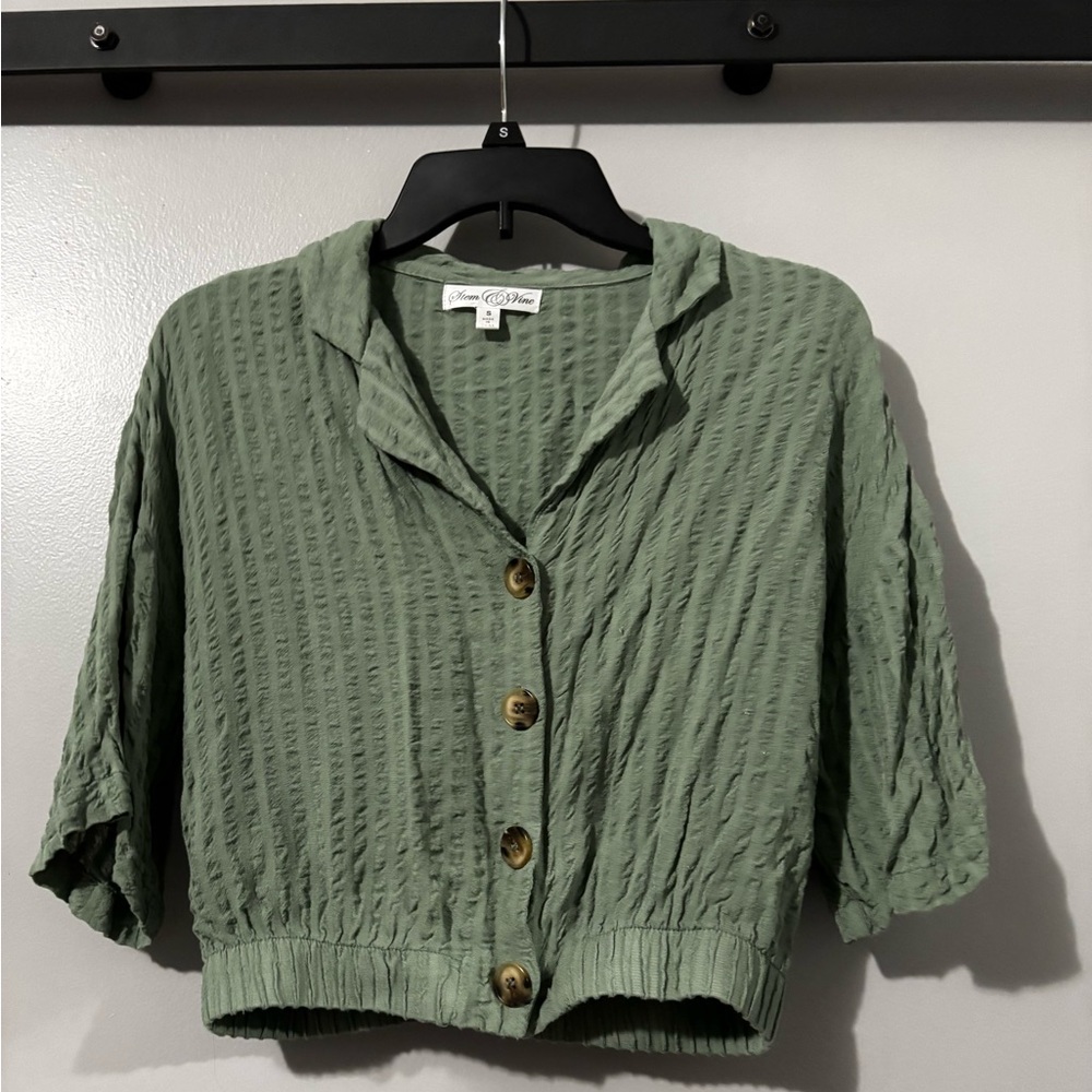 Chic Olive Button-Down Shirt